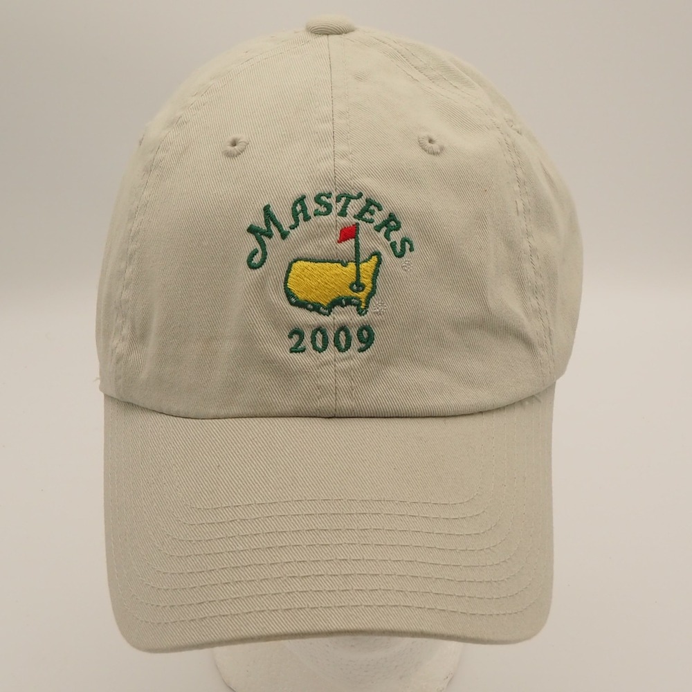 Masters Golf Hat 2009 American Needle OSFM Tan Embroidered Slouch Cap Adjustable